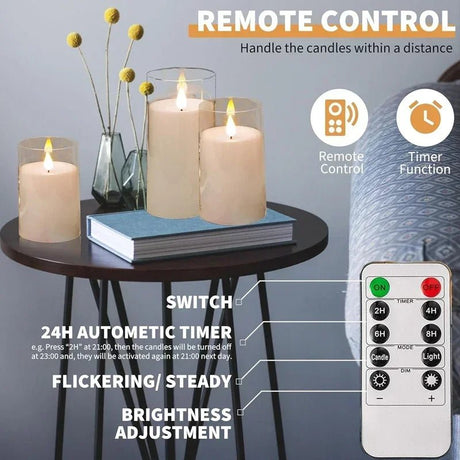 Acrylic Glass Battery Powered LED Flameless Candles - Hans Lumiere