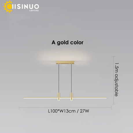 Adjustable Black/Gold Linear Hanging LED Pendant Light - Hans Lumiere