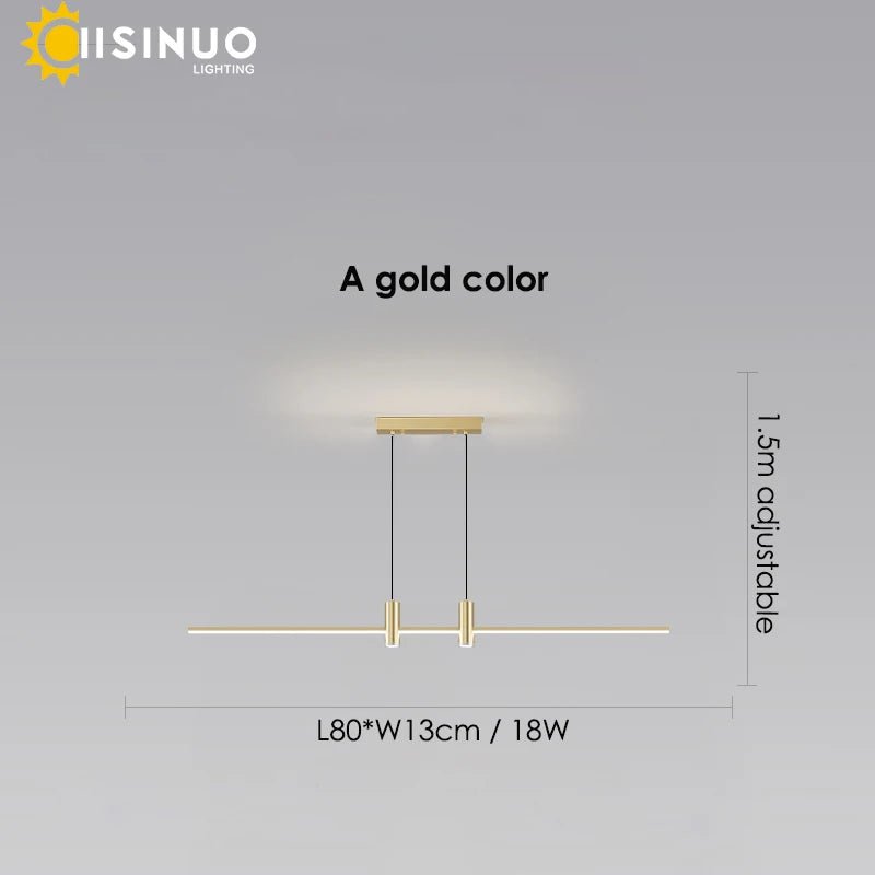 Adjustable Black/Gold Linear Hanging LED Pendant Light - Hans Lumiere