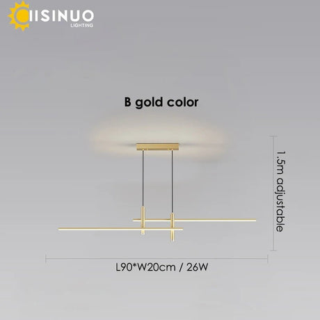 Adjustable Black/Gold Linear Hanging LED Pendant Light - Hans Lumiere