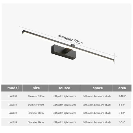Aluminum Bathroom Bath Mirror Line LED Lamp - Hans Lumiere