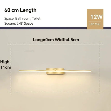 Aluminum Bathroom Bath Mirror Line LED Lamp - Hans Lumiere