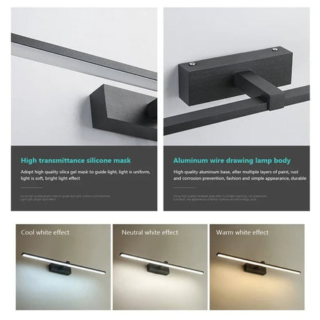 Aluminum Bathroom Bath Mirror Line LED Lamp - Hans Lumiere