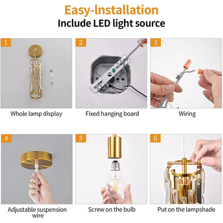 American Luxury Crystal Iron Dropping Pendant Lamp - Hans Lumiere