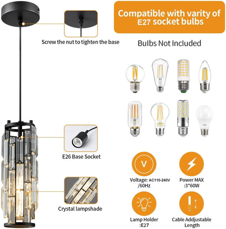 American Luxury Crystal Iron Dropping Pendant Lamp - Hans Lumiere