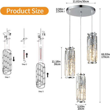 American Luxury Crystal Iron Dropping Pendant Lamp - Hans Lumiere