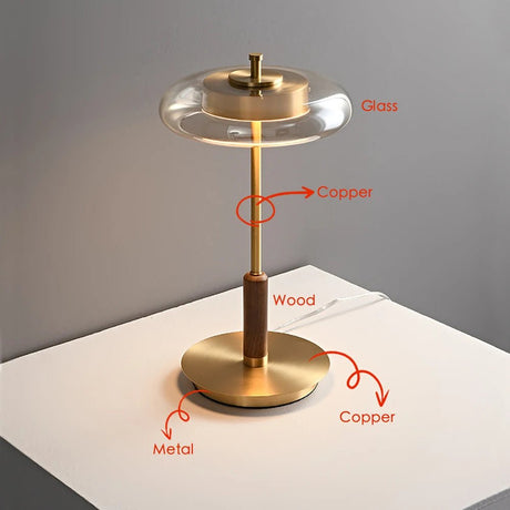 American Luxury Glass Mushroom Gold Copper Table Lamp - Hans Lumiere