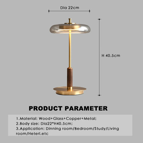 American Luxury Glass Mushroom Gold Copper Table Lamp - Hans Lumiere