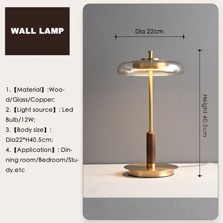 American Luxury Glass Mushroom Gold Copper Table Lamp - Hans Lumiere