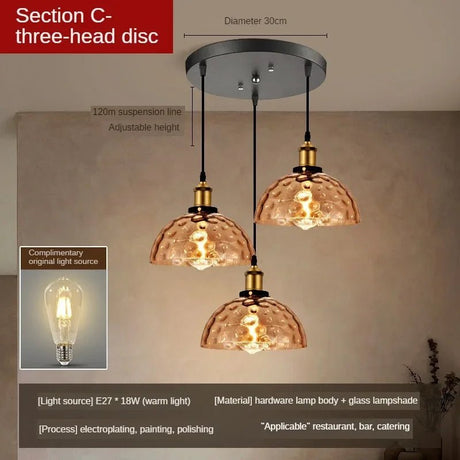 American Retro Industrial Style Glass Chandelier - Hans Lumiere