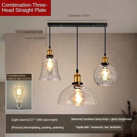 American Retro Industrial Style Glass Chandelier - Hans Lumiere