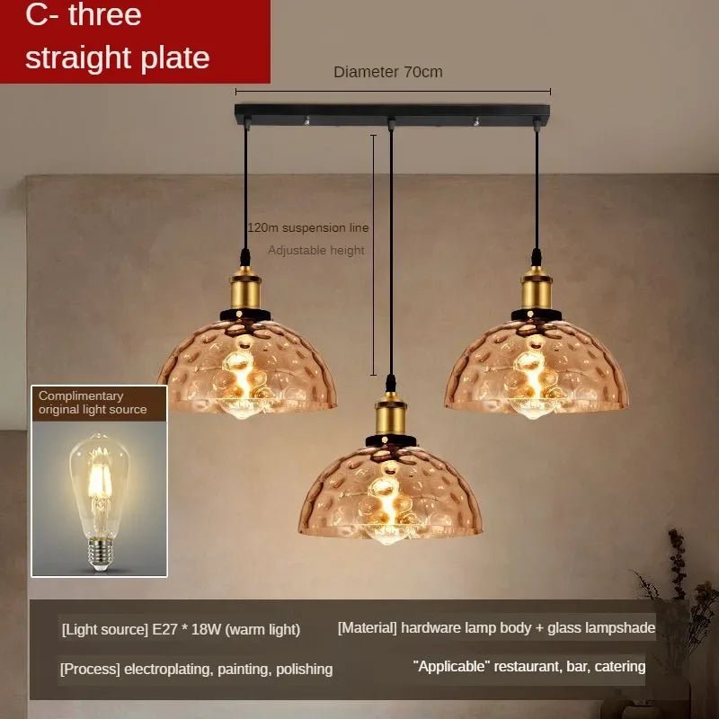 American Retro Industrial Style Glass Chandelier - Hans Lumiere