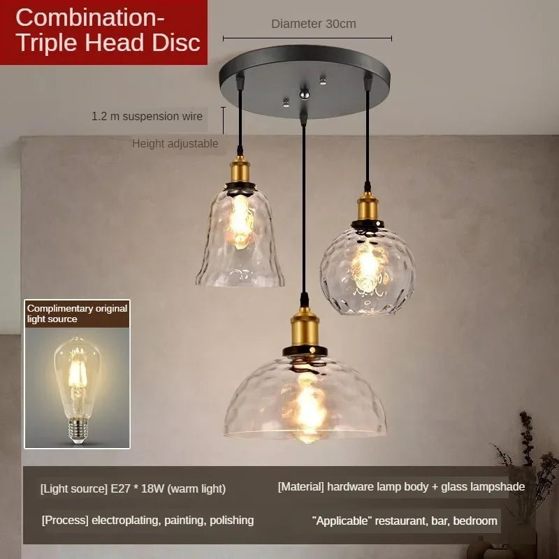 American Retro Industrial Style Glass Chandelier - Hans Lumiere