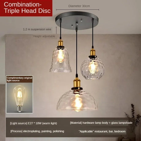 American Retro Industrial Style Glass Chandelier - Hans Lumiere
