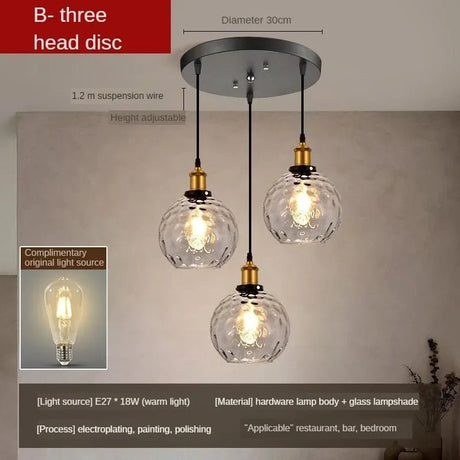 American Retro Industrial Style Glass Chandelier - Hans Lumiere