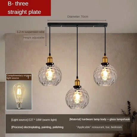 American Retro Industrial Style Glass Chandelier - Hans Lumiere