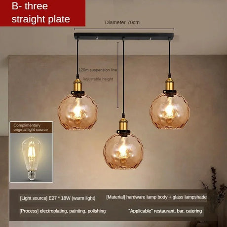 American Retro Industrial Style Glass Chandelier - Hans Lumiere