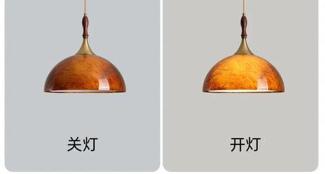 American Retro Pendant Light — Orange Acrylic Cafe & Bar Fixture - Hans Lumiere