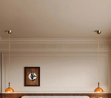 American Retro Pendant Light — Orange Acrylic Cafe & Bar Fixture - Hans Lumiere