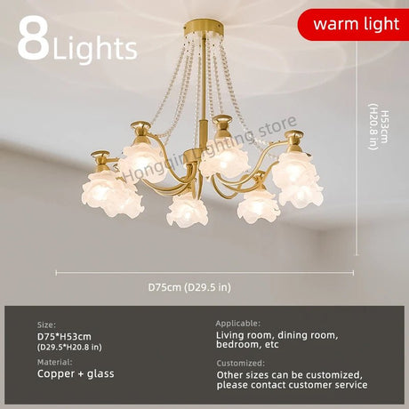 American-Style Copper and Glass LED Chandelier for Living Room and Dining Room - Hans Lumiere
