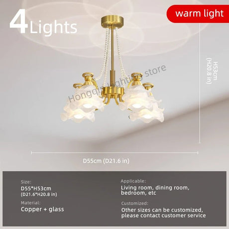 American-Style Copper and Glass LED Chandelier for Living Room and Dining Room - Hans Lumiere