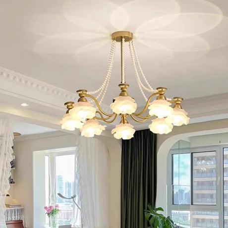 American-Style Copper and Glass LED Chandelier for Living Room and Dining Room - Hans Lumiere
