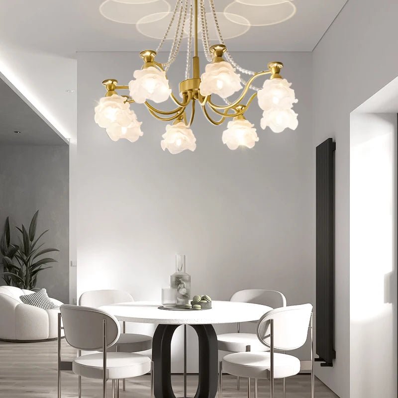 American-Style Copper and Glass LED Chandelier for Living Room and Dining Room - Hans Lumiere