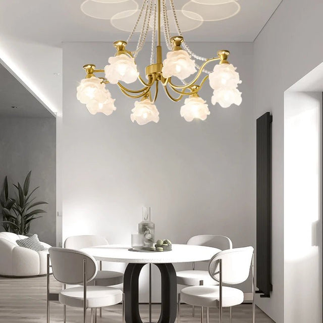 American-Style Copper and Glass LED Chandelier for Living Room and Dining Room - Hans Lumiere