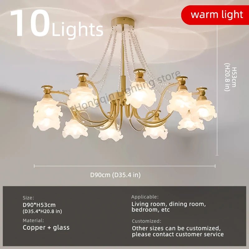 American-Style Copper and Glass LED Chandelier for Living Room and Dining Room - Hans Lumiere