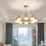 American-Style Copper and Glass LED Chandelier for Living Room and Dining Room - Hans Lumiere