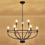 American Vintage Luxury Round Candle Iron Ceiling Chandelier - Hans Lumiere