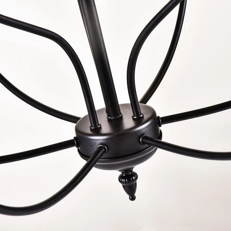 American Vintage Shaped Iron 9 Candle Chandelier - Hans Lumiere