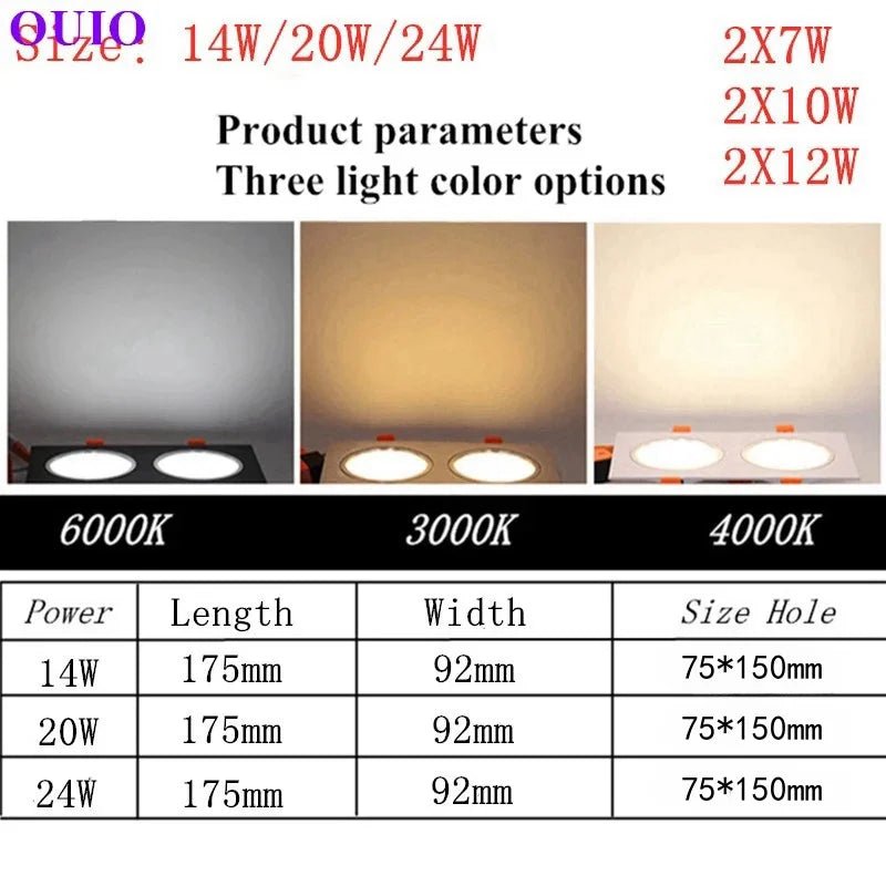 Anti-Glare Recessed LED Downlight - Dimmable COB Ceiling Spotlight (14W-24W) - Hans Lumiere
