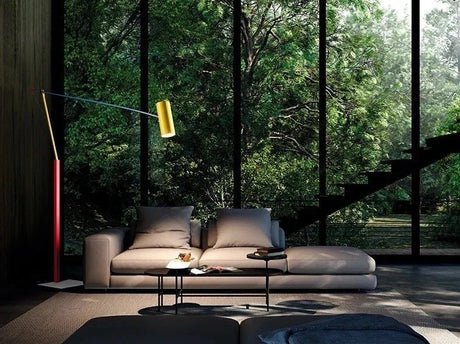 Art Deco Long-Arm LED Floor Lamp — Chrome Finish - Hans Lumiere