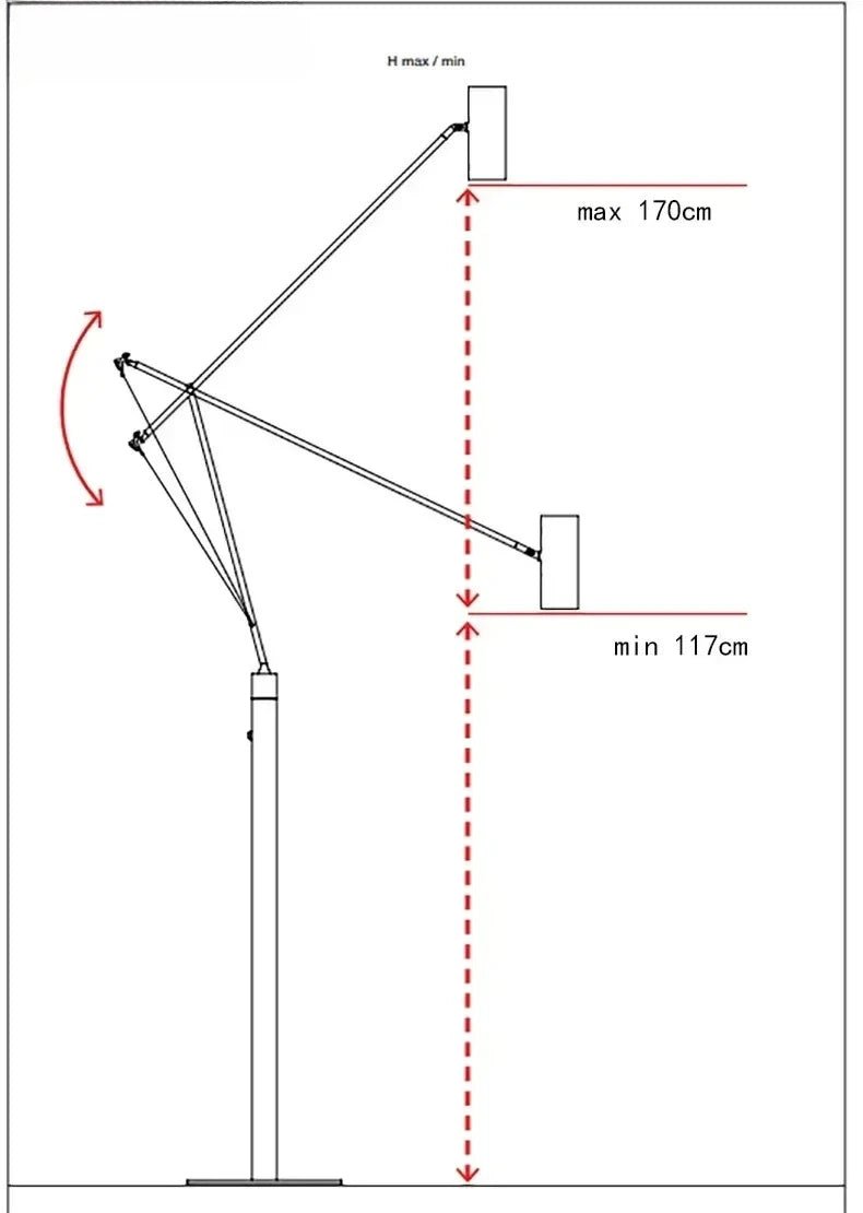 Art Deco Long-Arm LED Floor Lamp — Chrome Finish - Hans Lumiere