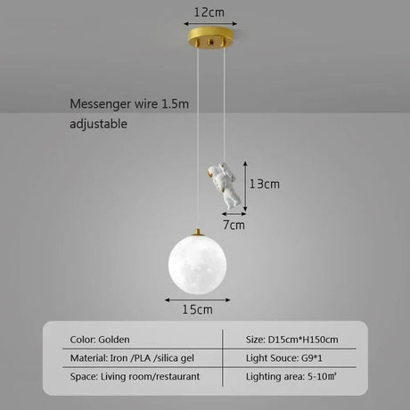 Astronaut Cartoon Moon Children's Room Decorative Lamp - Hans Lumiere