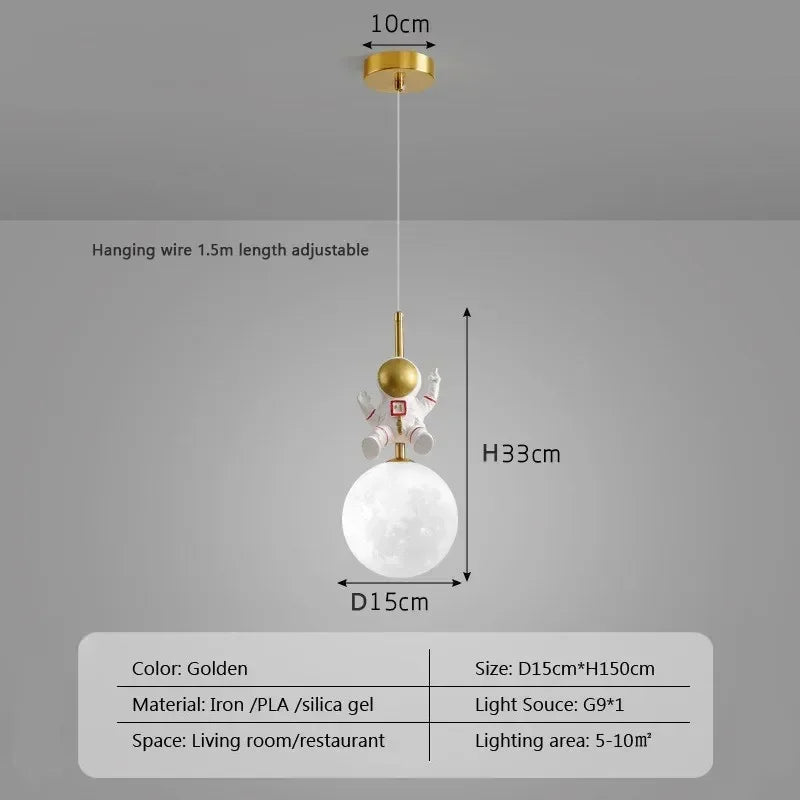 Astronaut Cartoon Moon Children's Room Decorative Lamp - Hans Lumiere