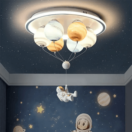 Astronaut Led Ceiling Light With Planet And Flying Spaceship - Hans Lumiere