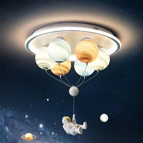 Astronaut Led Ceiling Light With Planet And Flying Spaceship - Hans Lumiere