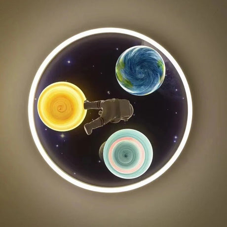 Astronaut Led Ceiling Light With Planet And Flying Spaceship - Hans Lumiere