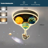 Astronaut Led Ceiling Light With Planet And Flying Spaceship - Hans Lumiere