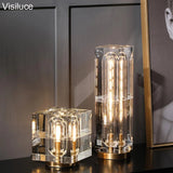 Bar Bedside Luxury Square Crystal Table Lamp - Hans Lumiere