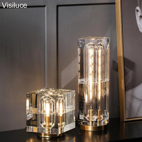 Bar Bedside Luxury Square Crystal Table Lamp - Hans Lumiere