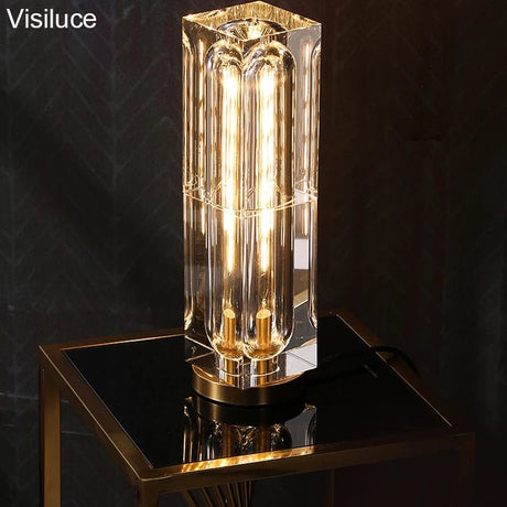 Bar Bedside Luxury Square Crystal Table Lamp - Hans Lumiere