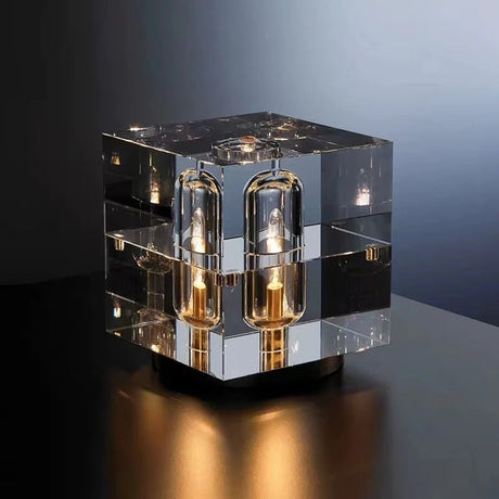 Bar Bedside Luxury Square Crystal Table Lamp - Hans Lumiere