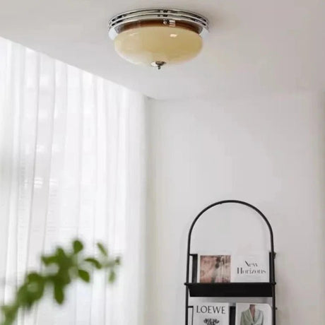 Bauhaus Style Ceiling Light, Milk Coffee Colored Glass Lamp - Hans Lumiere