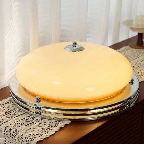 Bauhaus Style Ceiling Light, Milk Coffee Colored Glass Lamp - Hans Lumiere
