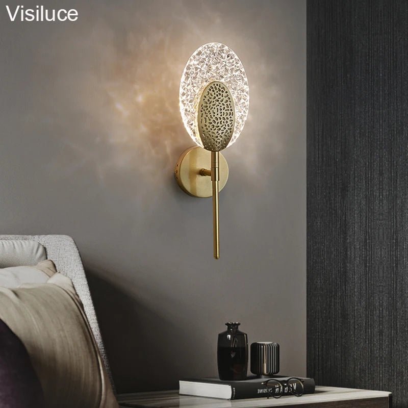 Brass Copper Acrylic Lampshade LED Wall Sconces - Hans Lumiere