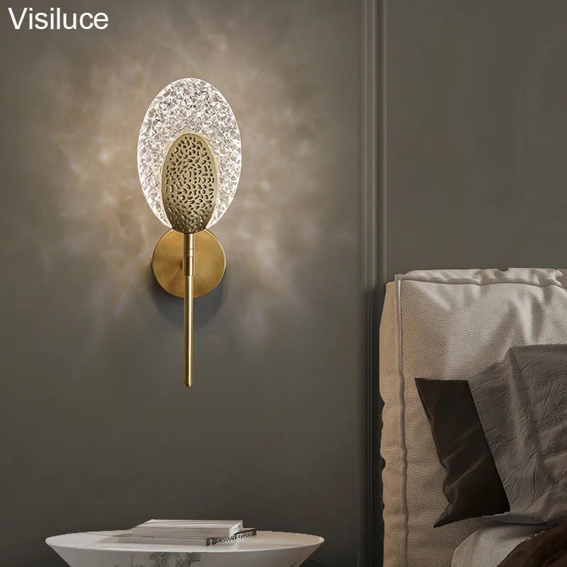 Brass Copper Acrylic Lampshade LED Wall Sconces - Hans Lumiere