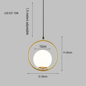 Brass Copper Suspension Chandelier With Glass Lampshade - Hans Lumiere